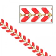 Epoxy resin herringbone chain 6.3 mm Gold Neon Coral x 20cm|raw }}