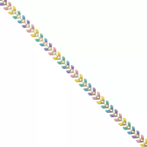 Epoxy resin herringbone chain 6.3 mm Yellow/Turquoise/Gold Lilac x 20cm