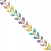 Epoxy resin herringbone chain 6.3 mm Yellow/Turquoise/Gold Lilac x 20cm