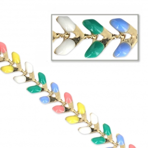 Epoxy resin herringbone chain 6.3 mm Lavender/Yellow/Pink gold x 20cm