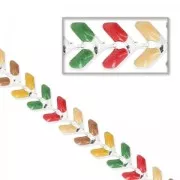 Epoxy resin herringbone chain 6.3mm Mustard/Red/Silver Green x 20cm