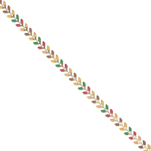 Epoxy resin herringbone chain 6.3 mm Mustard/Red/Golden Green x 20cm