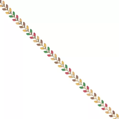 Epoxy resin herringbone chain 6.3 mm Mustard/Red/Golden Green x 20cm