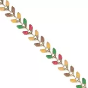 Epoxy resin herringbone chain 6.3 mm Mustard/Red/Golden Green x 20cm