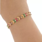 Epoxy resin herringbone chain 6.3 mm Mustard/Red/Golden Green x 20cm