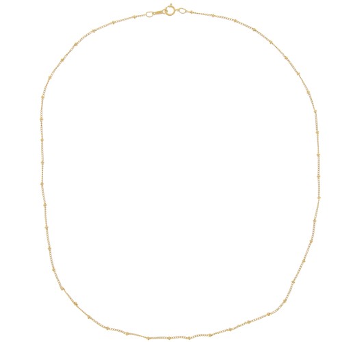 Necklace with curb chain and alternating round beads 2 mm Gold filled (gold laminated) x52cm