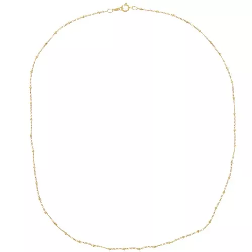 Necklace with curb chain and alternating round beads 2 mm Gold filled (gold laminated) x52cm