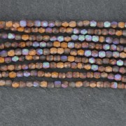 Fire Polished faceted round beads 4mm Glittery Mat Bronze x50