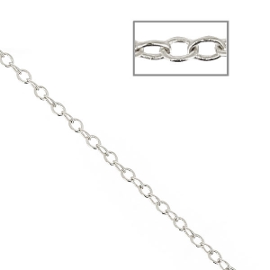 Thin Oval Mesh Convict Chain 1.3 mm Silver x1m