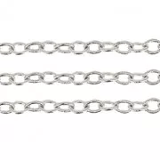 Thin Oval Mesh Convict Chain 1.3 mm Silver x1m
