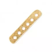 Hammered Spacer 6 rows 19x4 mm Satin fine Gold plated x1