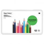 12 coloured pencils Colouring activity 7 mm in a metal box