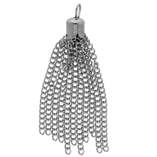 Pompon chainette 55 mm - Rhodium x1