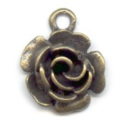 Rose charm bronze tone 16mm x1