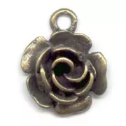 Rose charm bronze tone 16mm x1