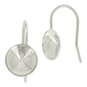 Ear Hooks for PureCrystal Cabochons 1122 10 mm Silver x2