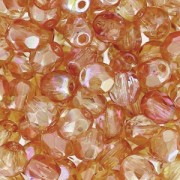Fire Polished faceted round beads 4mm Crystal Orange Rainbow x50