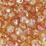 Fire Polished faceted round beads 4mm Crystal Orange Rainbow x50