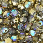 Fire Polished faceted round beads 4mm Crystal Golden Rainbow x50