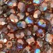 Fire Polished faceted round beads 4mm Crystal Copper Rainbow x50