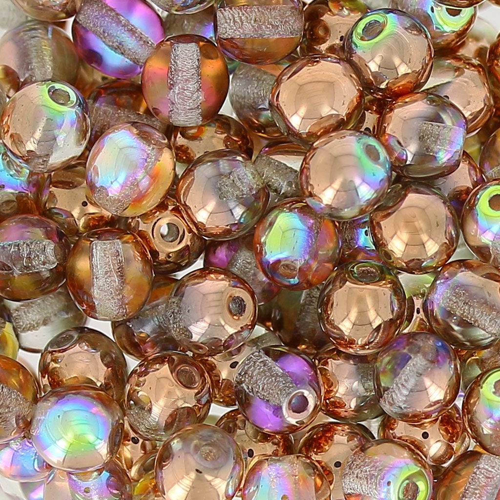 Round beads 4mm Crystal Copper Rainbow x50 Perles & Co