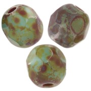Faceted 4 mm Opaque Turquoise Dark Travertine x50