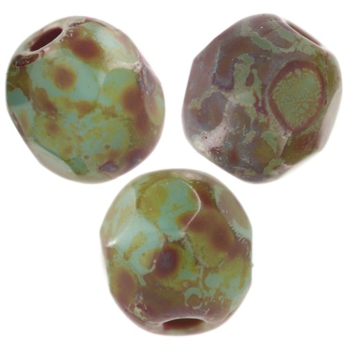 Faceted 4 mm Opaque Turquoise Dark Travertine x50