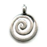 Spiral charm 17mm Old silver tone x1