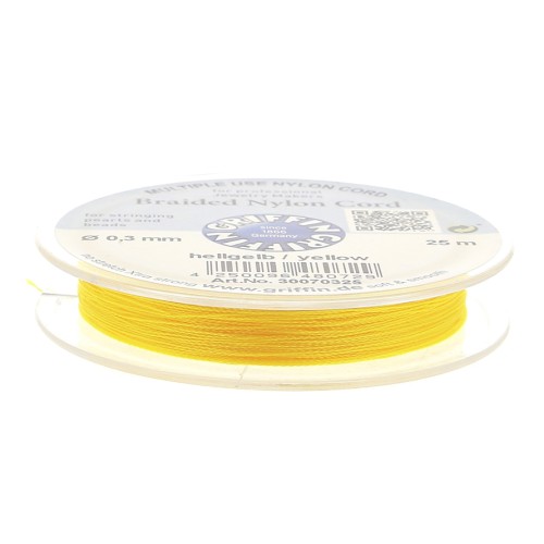 Griffin European Braided Nylon Thread 0.3 to 0.5mm Yellow x25m