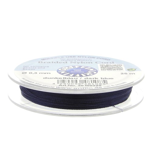 Griffin European Braided Nylon Thread 0.3 to 0.5mm Dark Blue x25m