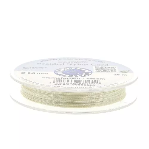 Griffin European Braided Nylon Thread 0.3 to 0.5mm Cream x25m