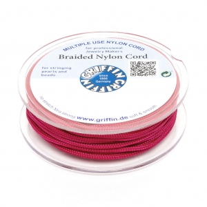Griffin European Braided Nylon Thread 1 mm Dark Red Fuchsia x25m