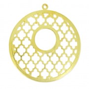 Openworked Round Pendant Oriental Pattern 47.5 mm fine Gold plated x1