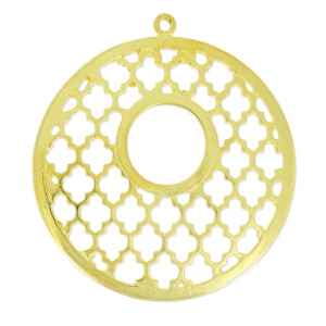 Openworked Round Pendant Oriental Pattern 47.5 mm fine Gold plated x1