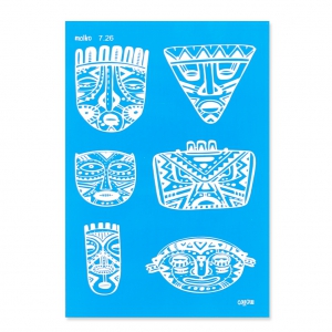 Silk Screen Moiko 74x105 mm - Aztec Masks Pattern 7.26