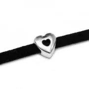 Heart slider for 3 mm Lace Antique Silver Plating x1