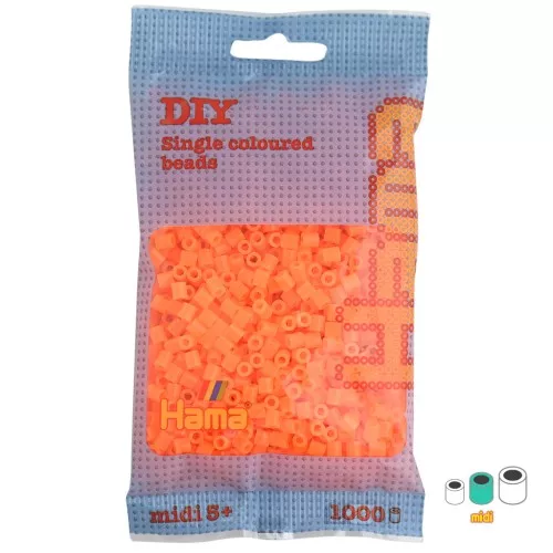 Beads to iron on Hama MIDI 5 mm Neon Orange (n°38) x1000