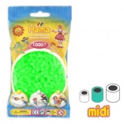 Beads to iron on Hama MIDI 5 mm Neon Green (n°37) x1000