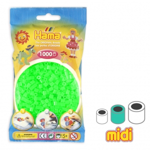 Beads to iron on Hama MIDI 5 mm Neon Green (n°37) x1000
