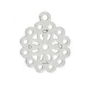 Openworked Pendant Flower Pattern 26 mm Antique Silver x1
