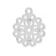 Openworked Pendant Flower Pattern 26 mm Antique Silver x1