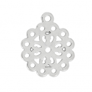 Openworked Pendant Flower Pattern 26 mm Antique Silver x1