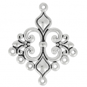 Spacer Lily Flower Pattern 7 Rings 35 mm Antique Silver x1