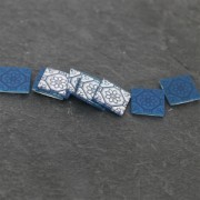 Square Cabochon with Mirror Finish 14 mm Crystal Azulejos Pattern x1