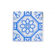 Square Cabochon with Mirror Finish 10 mm Crystal Azulejos Pattern x1|raw }}