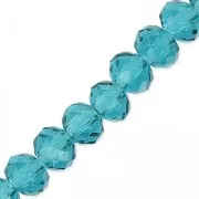 Fire Polished faceted flat round 4x3mm Indicolite x45cm