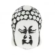 Bouddha Pendant Yak Bones Imitation 38.5 mm White/Black x1