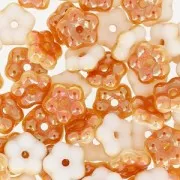 Flower shaped spacers Forget-me-not 5 mm Opaque White Apricot x50