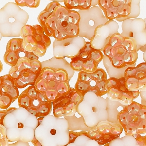 Flower shaped spacers Forget-me-not 5 mm Opaque White Apricot x50