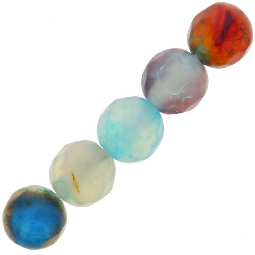 Beads Faceted round beads in coloured agate 6 mm Corn Flower Blue x15